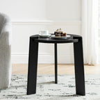 HULALA HOME Round End Table, Wood Fluted Side Table, Modern Accent Table for Living Room, Apartment, Office, Easy Assembly, Black