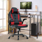 Gaming Desk Chair PC Gaming Chair Gamer Chair, Comftorable Ergonomic PU Leather Computer Office Chair with Lumbar Support Flip Up Arms, High Back Executive Gaming Stuff for Girl Kids Adults (Red)