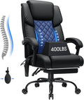 HOFFREE Executive Office Chair with Adjustable Lumbar Support High Back Computer Chair with Adjustable Headrest Reclining Home Office Desk Chair with Foot Rest,Black