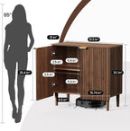 Sideboard Buffet Storage Cabinet - Wood Cabinets with Adjustable Shelves Fluted Doors, Anti-Tip Console Table for Kitchen Dining Living Room or Entryway Hallway, Easy Assembly, Walnut