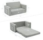 Ulax furniture Kids Fold Out Couch 2-in-1 Children Convertible Sofa to Lounger with Soft Plush Fabric