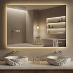 40"X30" LED Bathroom Mirror with Lights, Anti-Fog, Backlit Lit with CRI>90,Lighted Bathroom Vanity Mirror for Wall, Memory Function, Tempered Glass, 3 Colors Frameless Lighted Mirror for Bathroom