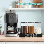 Glass Coffee Canister for Ground Coffee - 3Pcs 45oz Coffee and Sugar Container Set with Airtight Bamboo Lids and Black Tray - Farmhouse Coffee Bean Storage Jars for Coffee Bar Decor and Accessories