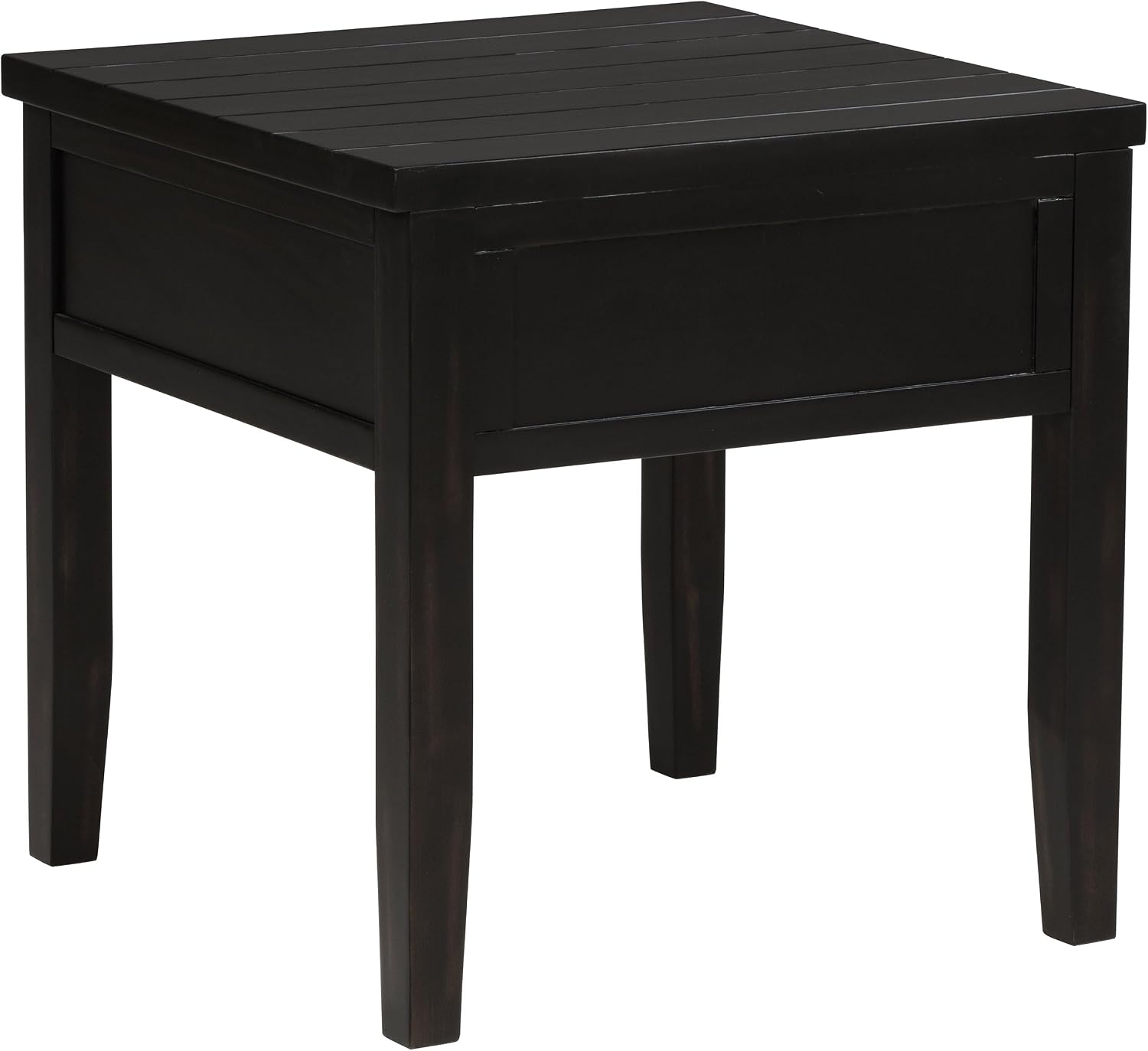 Sutter, End Table, Side Table, Java Pine Veneer Accent Table, Square Living Room Table with 1 Drawer, Planked Top, 24 Inches Wide