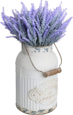 Yoillione Milk Jug, Farmhouse Vase, Decor with Handle - White Metal Vase for Artificial Flowers