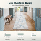 Tribesigns Boho Coastal 2x6 Washable Hallway Runner Rug Non Slip, Soft Ocean Beach Entryway Kitchen Runner Rugs Non Skid, Indoor Printed Carpet for Laundry Bathroom Decor, Light Grey/Blue