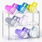 Stackable Water Bottle Organizer for Cabinet, Bottle and Other Tumbler Organizer for Kitchen Cabinets,Clear Stackable Water Bottle Holder and Wine Rack