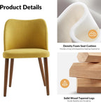 Dining Chairs Set of 2, Upholstered Kitchen Dining Room Chair Set Morden Accent Side Dinner Chair with Curved Padded Back Wood Legs for Restaurant/Cafe, Mustard