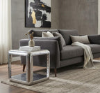 Aviator Side Table with Small Drawer Aluminum Finish Industrial Riveted Accent Table