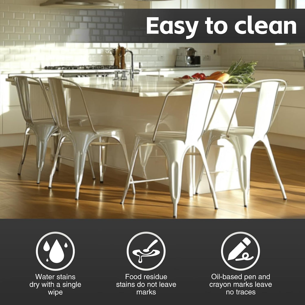 Metal Dining Chairs Set of 6 with Wooden Seat Iron Stackable Industrial Tolix Style Farmhouse Dining Room Bistro Outdoor Arctic White Color