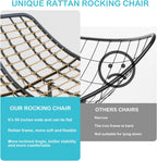 ROCSUMOO Outdoor Double Rocking Chair, Upgraded Patio Rocking Papasan Chair, Oversized Rocking Papasan Chair with Thick Water-Repellent Fabric Cushion, Comfy Rocking Chair 600 lbs (Grey)