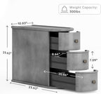 Wood End Table with 3 Drawers, No Assembly Required Narrow Sofa Side Table for Living Room, Vintage Slim Nightstand Bedside Table Bedroom (3 Drawers, Grey, 1Pc)