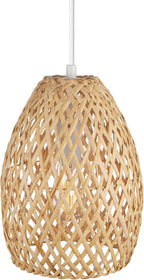 Globe Electric x Novogratz 61090 1-Light Pendant Light Fixture, Light Twine Shade, White Socket, Adjustable Cloth Cord Height, Modern Hanging Lights for Kitchen Island, Hallway, or Dining Room