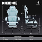 Dowinx Gaming Chair Fabric with Pocket Spring Cushion, High Back Ergonomic Computer Chair with Footrest for Adults, Massage Lumbar Support Swivel Game Chair for Office Gaming 300LBS, Cyan