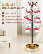 Modern Coat Rack Stand, Metal Freestanding Coat Rack with Natural Marble Base, Heavy-Duty Coat Racks with 12 Hooks,Black Coat Hanger Tree Stand for Office, Entryway, Hallway