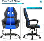 Silla Gamer Ergonomic Massage Gaming Chair - Blue Leather Desk Chair for Adults and Kids