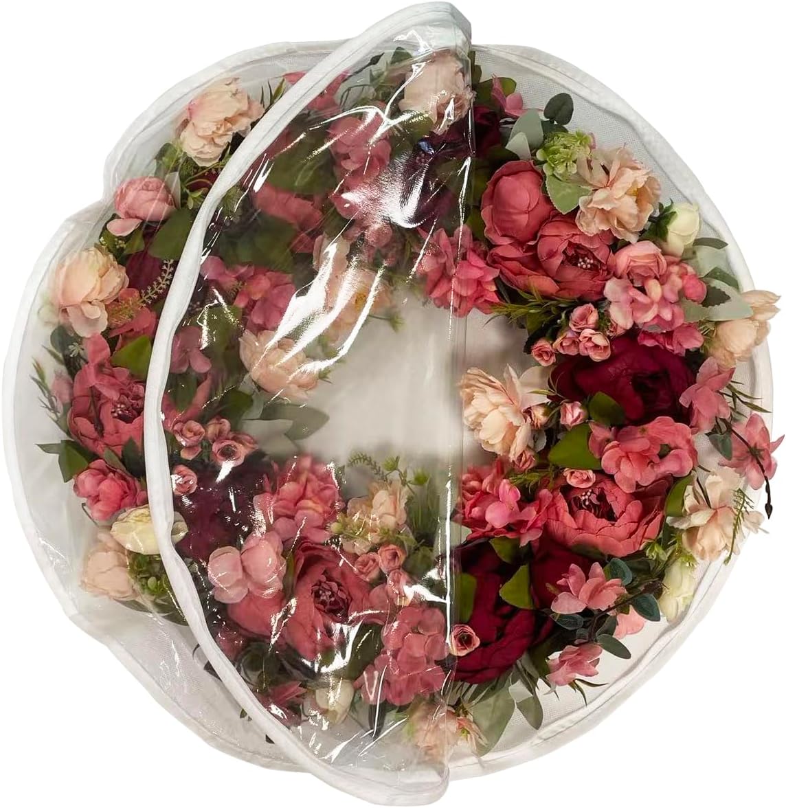 Wreath Storage Container 24 inch 2 Packs with Clear Window, Large Wreath Storage Container,LightWeight Portable Container for Christmas Decorative Wreath Bag (2)