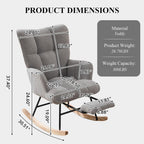 Nursery Rocking Chair with Footrest, Teddy Upholstered Glider Rocker with Side Pocket, Leisure Rocker Chair with High Back, Recliner Rocking Chair, Accent Reading Chair for Bedroom (Grey)