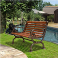 Outdoor Bench, Suitable for Garden, Porch, Courtyard, Park Chair Outdoor Bench Plaza Outdoor Leisure Backrest Chair Sub Long Seat Garden Bench(Large)