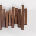 Wooden Coat Rack Wall Mounted Sticks Multi Rack Solid Handmade Natural Walnut Wood Artwork with 5 Flip-Down Unique Modern Hooks for Coats Bag Hat Umbrella
