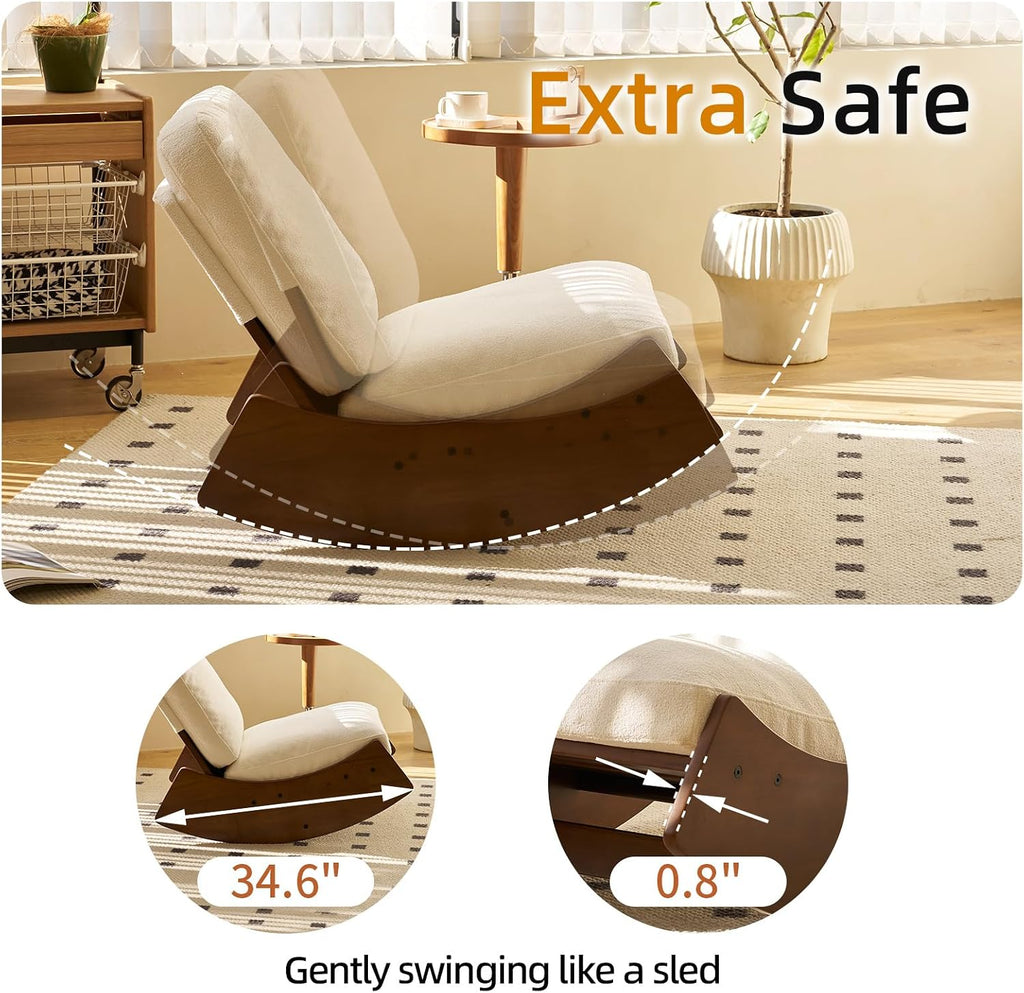HAZO Nursery Rocking Chair Tall Back Boucle Glider Rocker Rocking Accent Chair Comfy Single Sofa Side Chair for Living Room Bedroom Hotel, Bedroom(White)