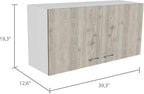 White and Light Grey 2-Door Wall Cabinet, 2-Compartment Kitchen Storage & Organization