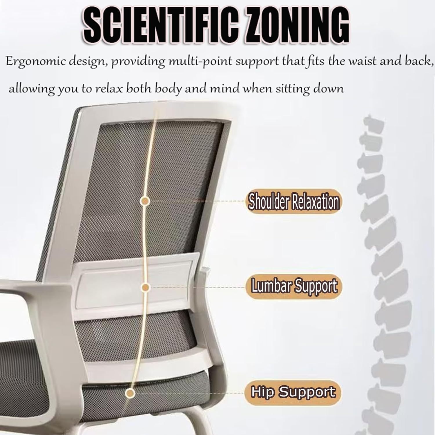 Ergonomic Office Chair with Mesh Back, Office Chairs with Lumbar Support, Computer Desk Chair for Home, Study or Work (White, 1PK)