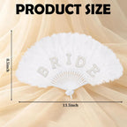 Aprince Bride to Be Fan Bridal Shower Gifts for Wedding Bachelorette Party Decorations White Pearl Feather Fan Bride Outfit Accessories