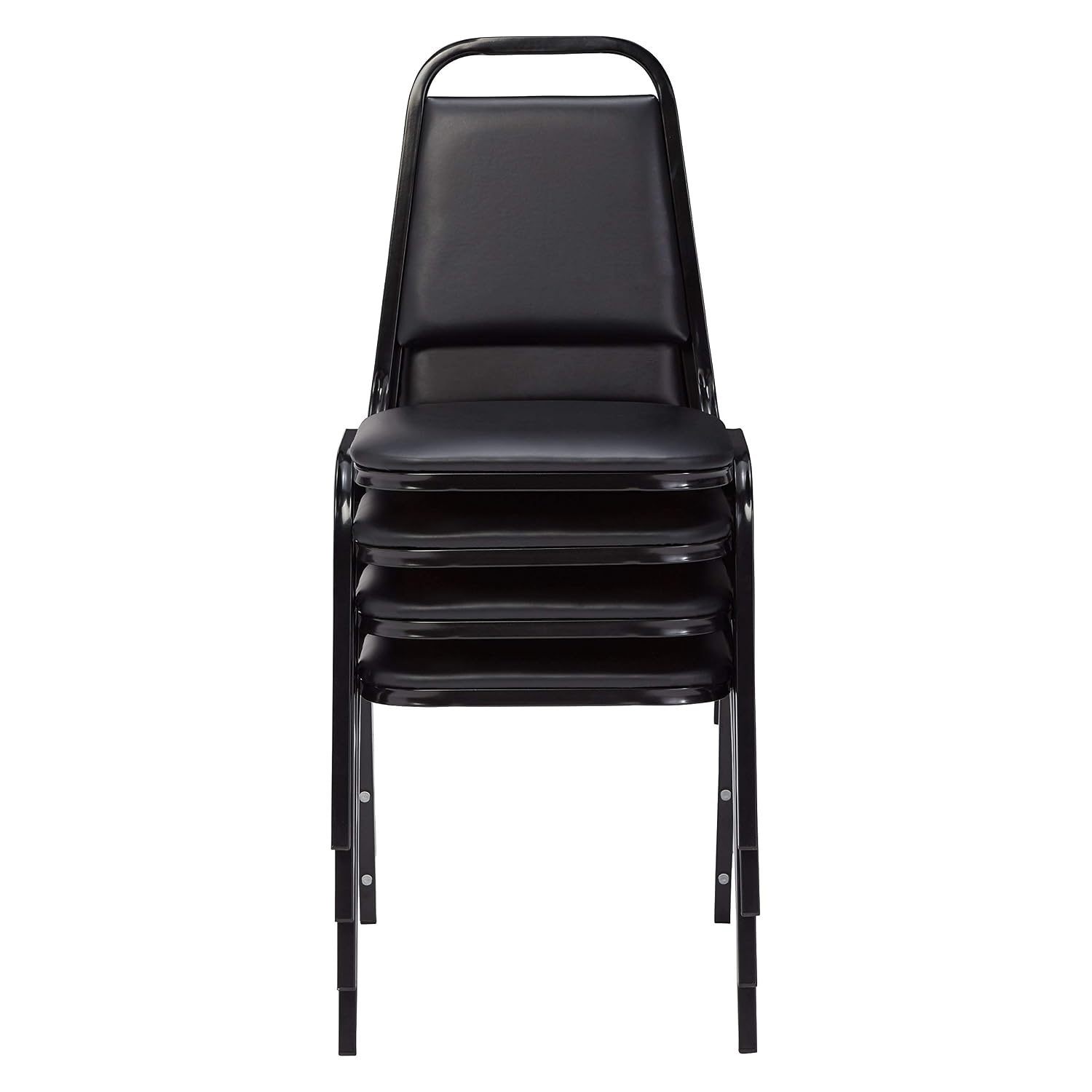 National Public Seating NPS 9100 Series Vinyl Stacking Chair, Panther Black/Black, 4/Pack (9110-B/4)