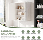 Walsunny Bathroom Medicine Cabinet Wall Mount with 2 Doors and 2 Shelves, Small Bathroom Cabinet Wooden Storage Cabinet Over Toilet Restroom Laundry Room Kitchen, White