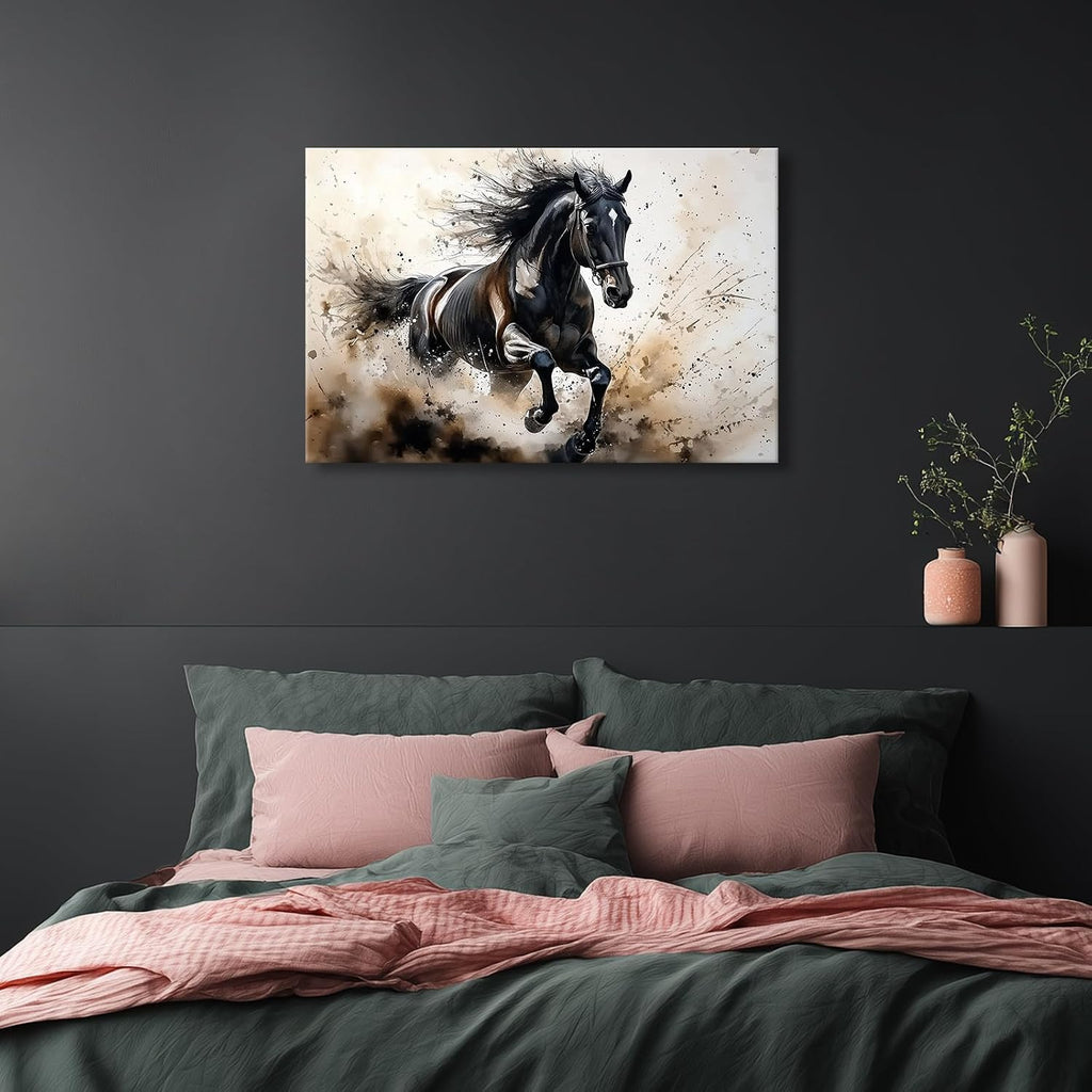 Azatyam Running Horse Wall Art Animal Picture Vintage Western Equestrian Canvas Prints Watercolor Wild Horses Paintings Modern Rustic Room Decor for Living Room Bedroom Bathroom Office 24" x 36"