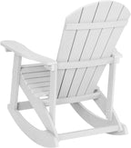 Flash Furniture Savannah Poly Resin Wood Adirondack Rocking Chair - All Weather White Polystyrene - Stainless Steel Hardware - Set of 2