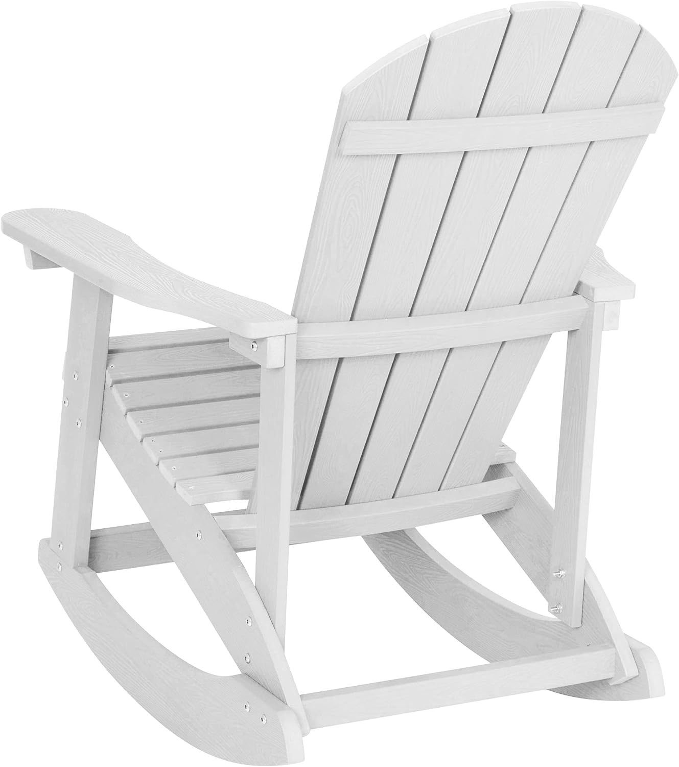 Flash Furniture Savannah Poly Resin Wood Adirondack Rocking Chair - All Weather White Polystyrene - Stainless Steel Hardware - Set of 2