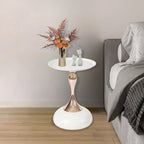 Xuthusman Round Side Table,Metal End Table with Mermaid Pillar Modern Nightstand Small Drink Table Floor Standing End Table for Living Room Bedroom Corners Office