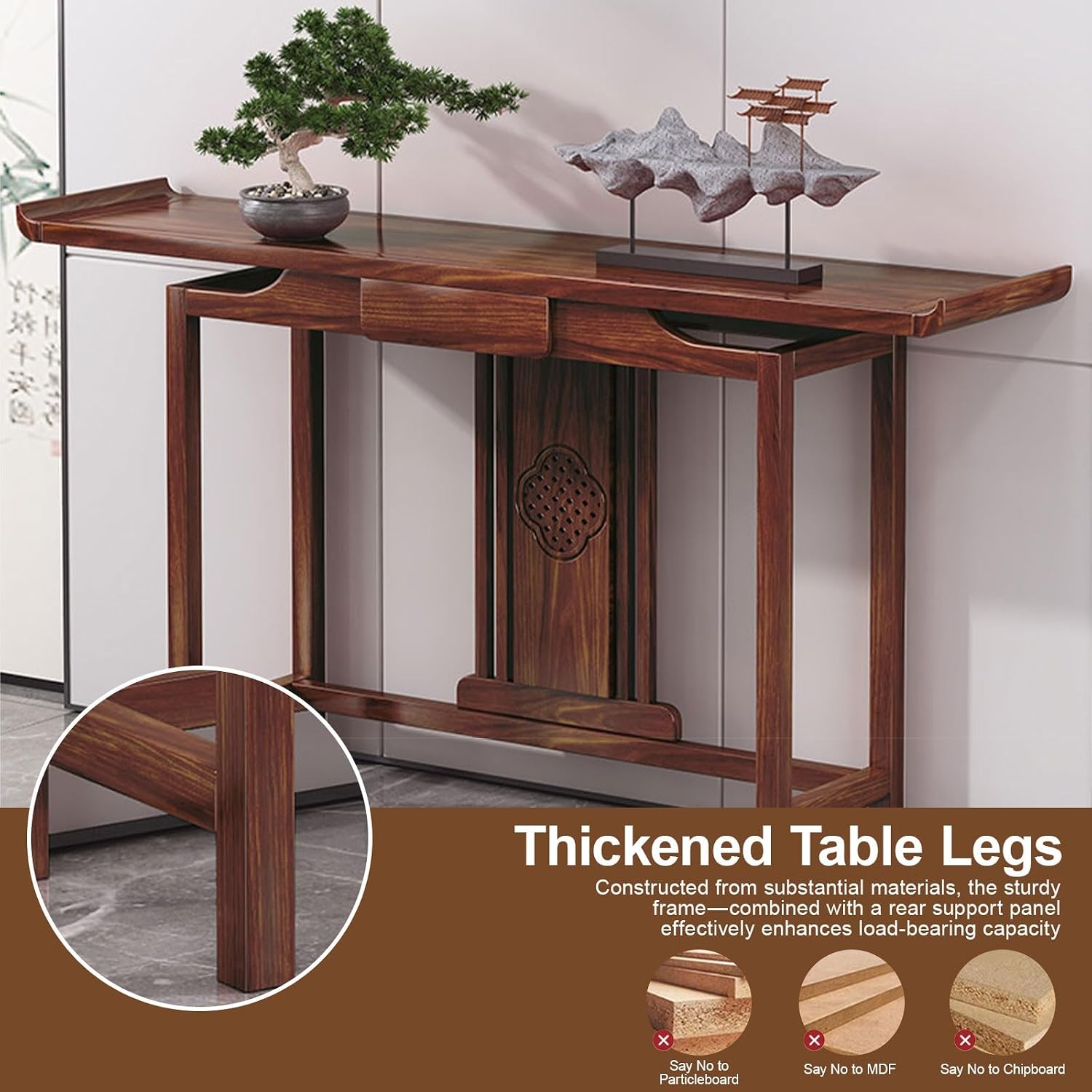 Meditation Altar Table At Home, Buddhist Style Wooden Altar Cabinet, Personal Meditation Cabinet, for Home Shrines Ancestral Halls Temples(80 * 31cm/31.5 * 12.2in)