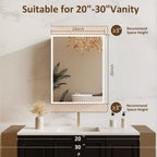 Lighted Medicine Cabinet with Mirror 20x26 IN, LED Medicine Cabinet Mirror with 3-Colors Dimmable Light, Defog, Medicine Cabinet with Lights Built-in Sensing Light, 2 Outlets, Recessed or Wall Mount