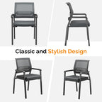 VINGLI Oversize 350 lbs Waiting Room Chairs, 4P Stackable Office Chairs, Grey, Contemporary Style, Mesh Back & Seat, Steel Frame, 355 lbs Capacity