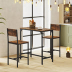 Giantex 3-Piece Bar Table and Chair Set with 2 Counter Height Bar Stools, Breakfast Nook Table Set for Small Space, Dinette, Pub, Kitchen, Apartment, Restaurant, Dining Table Set for 2 (Brown)