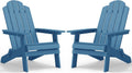 MXIMU Folding Adirondack Chair for Outdoor: Easy to Assemble and Comfortable Adirondack Chairs Set of 2 - All Weather Composite Plastic Chair for Outside Fire Pit Patio Lawn Garden Backyard Use(Navy)