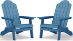 MXIMU Folding Adirondack Chair for Outdoor: Easy to Assemble and Comfortable Adirondack Chairs Set of 2 - All Weather Composite Plastic Chair for Outside Fire Pit Patio Lawn Garden Backyard Use(Navy)