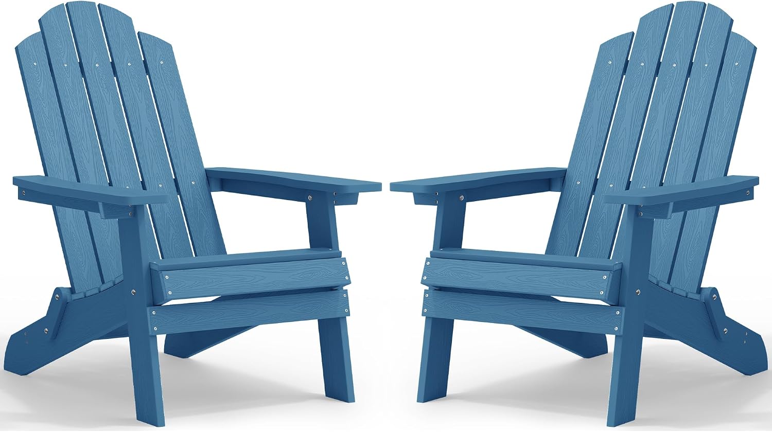 MXIMU Folding Adirondack Chair for Outdoor: Easy to Assemble and Comfortable Adirondack Chairs Set of 2 - All Weather Composite Plastic Chair for Outside Fire Pit Patio Lawn Garden Backyard Use(Navy)