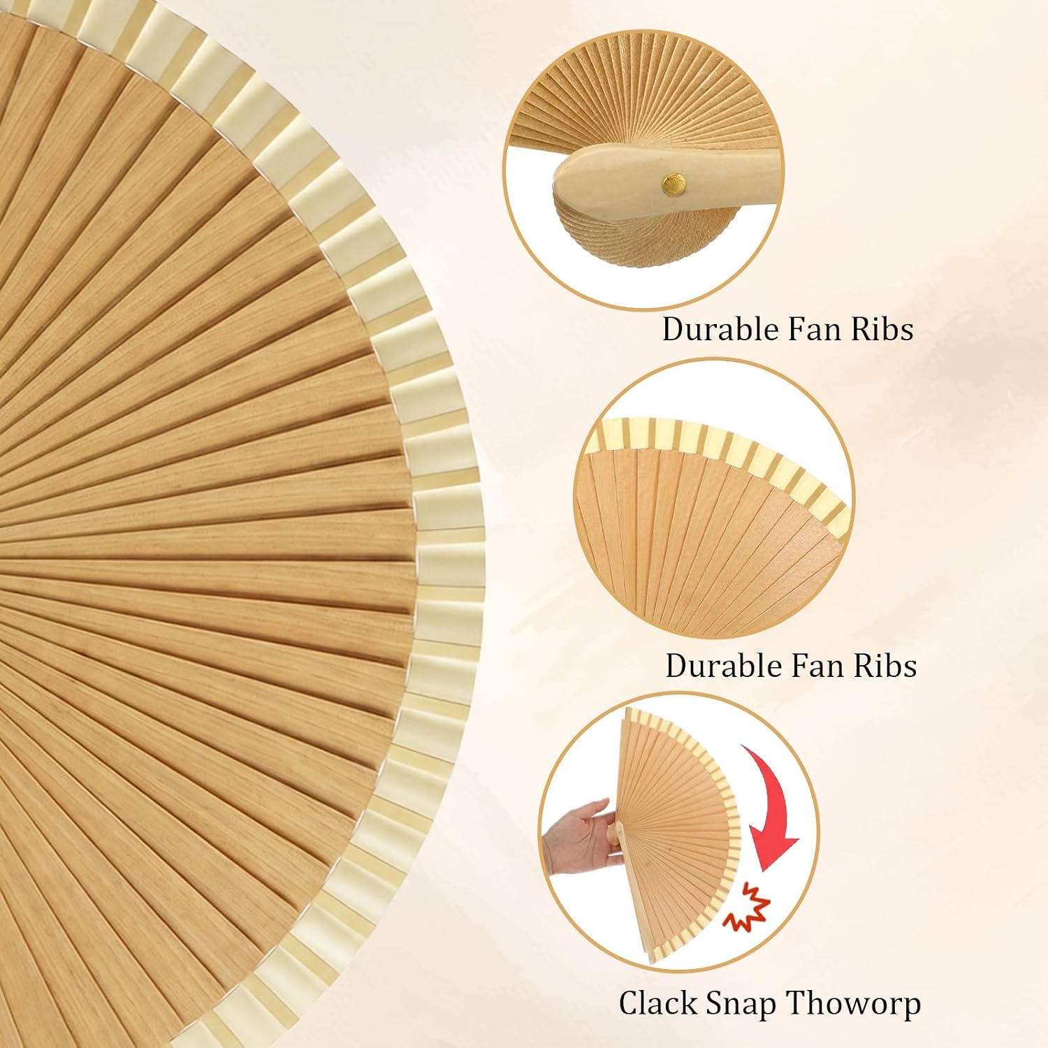 Jeffdad Classical Folding Fans Hand Fan, Decorative Folding Fans Elegant Fan for Women Classical Vintage Wooden Hand Fans Bamboo Handheld for Dancing Decoration Party