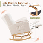 HCHAIRH Rocking Chair Nursery, Nursing Rocking Chairs with Foot Rest for Mom Nursery, Glider Rocker Chair with Footrest and High Backrest for Living Room, Bedroom, Beige