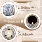 SiliFine Vintage Ceramic Flower Pot with Ice Crackle Rustic Planter with Drainage Holes for Indoor and Outdoor Decor Home Living Room Garden Decor Gardening Gift(Vintage Style)
