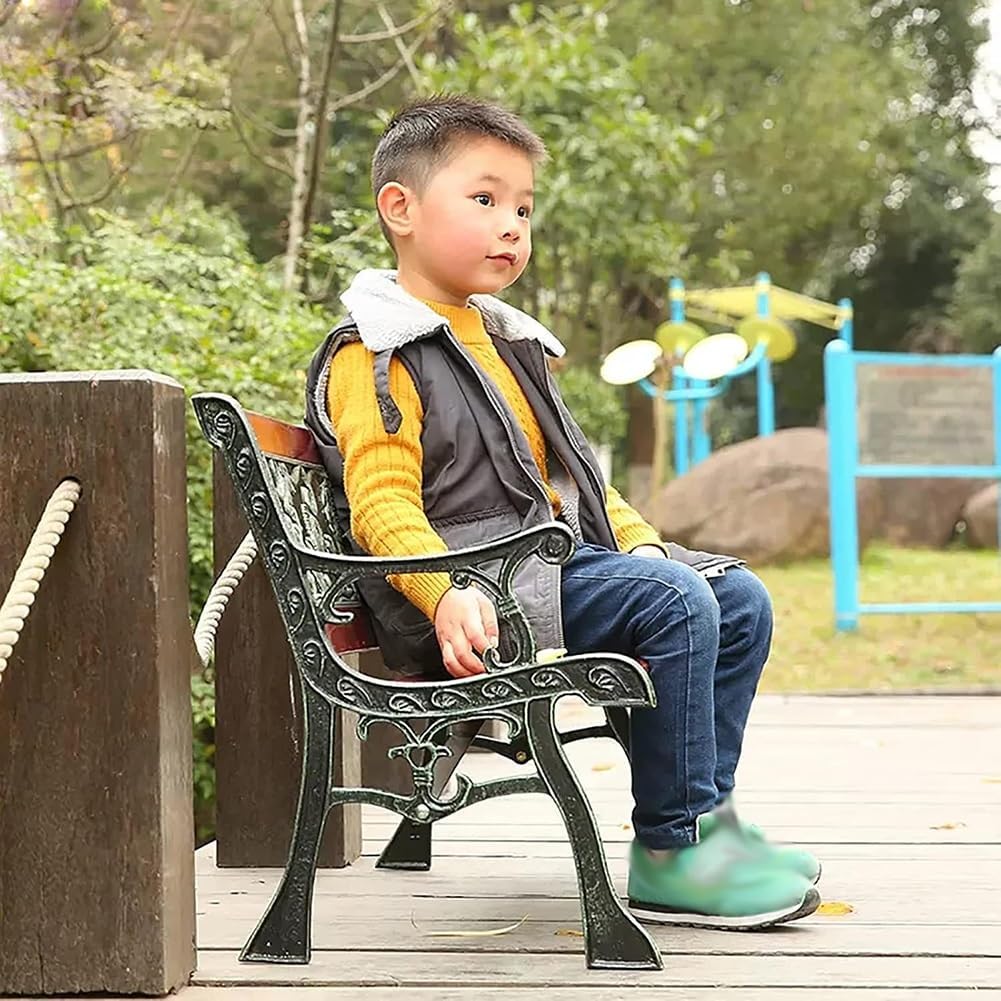 Rygcrud Outdoor Benches for Children, Kids Small Sized Metal Garden Park Bench with Backrest Decoration Leisure Chair