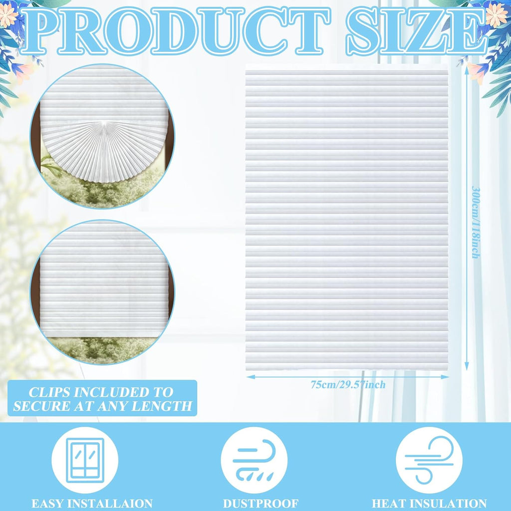 Threehoney 4 Pcs Non Woven Room Divider 30 x 118 Inch No Drilling Pleated Blinds for Room Separation Adjustable Temporary Light Filtering Privacy Screen Wall Divider for Home Bedroom Office