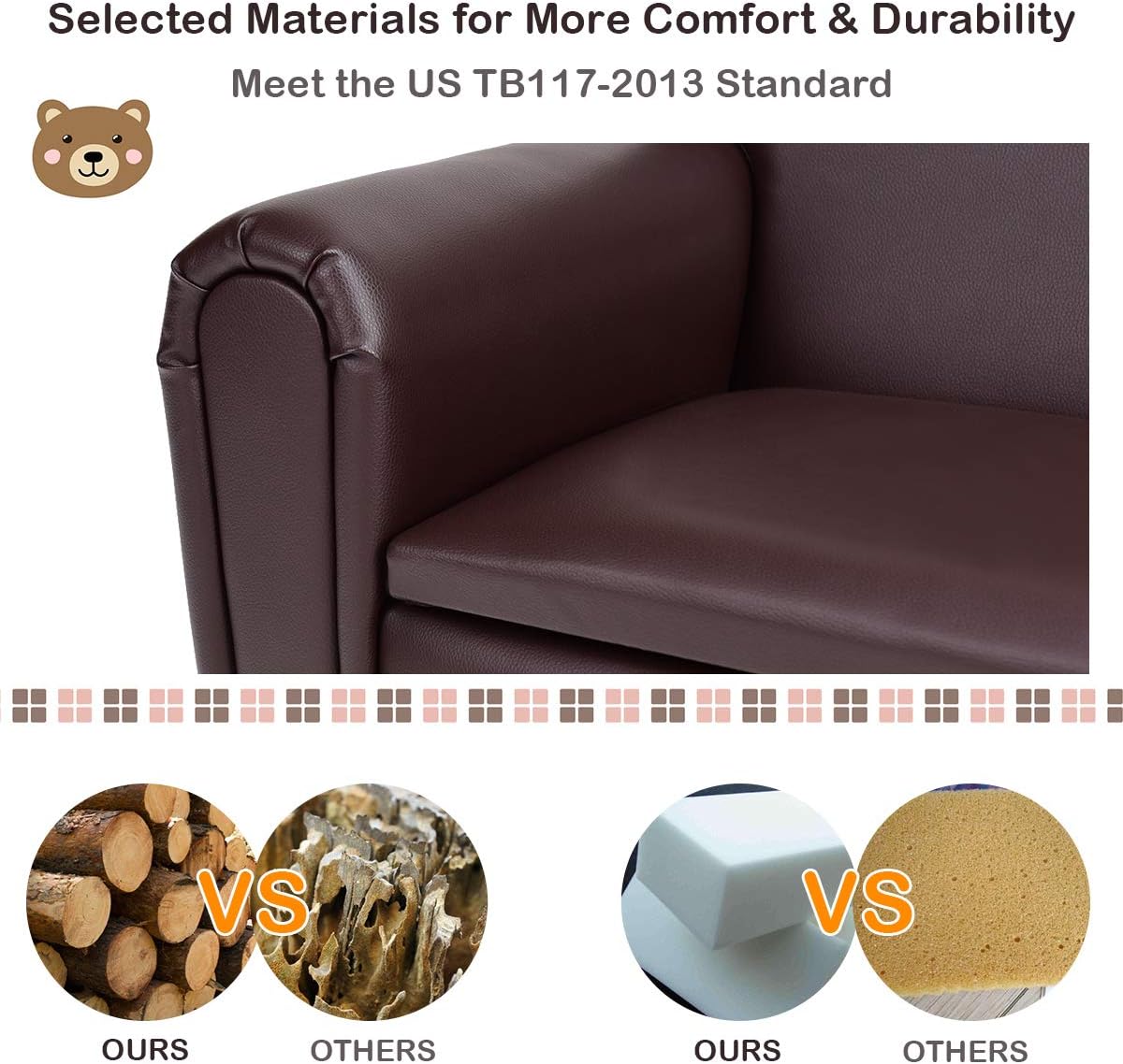 MAT EXPERT Kids Couch, 2 in 1 Double Seat Kids Sofa with PU Leather Surface, Under Seat Storage, Armrest Chair Lounge for Preschool Toddlers Boys Girls Gifts
