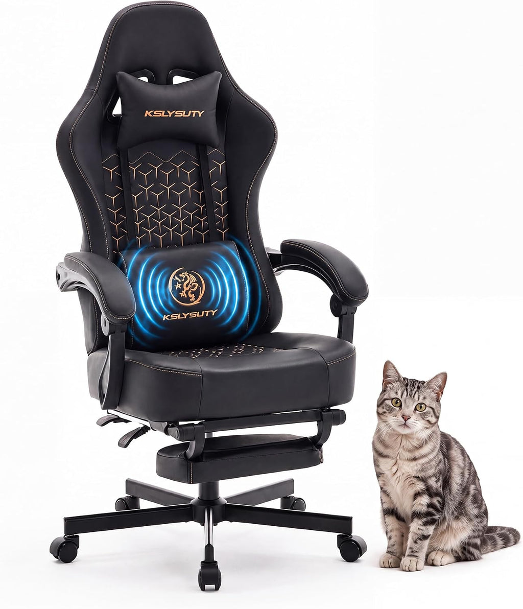 Mistpeople Gaming Chair, Ergonomic High Back Computer Chair with Footrest, Lumbar Support & Pocket Spring Cushion, Comfortable Swivel Home Office Desk Chair for Adults