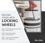 Cramer Kik Step Steel Step Stool - Two Step, Holds 350 lbs, Rolling Stool with Wheels, Non-Slip Surface, Black