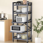 Kitchen Shelf Organizer 5 Tiers Metal Kitchen Bakers Rack Microwave Stand with Storage Cabinet Kitchen Shelves Kitchen Rack for Spices,Pots,Kitchen Rack for Kitchen, Entryway, Living Room